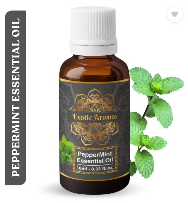 Эфирное масло перечной мяты Exotic Aromas, 100% чистое и натуральное, для ароматерапии, кожи и волос  (10 мл) black Pmart India Health & Beauty