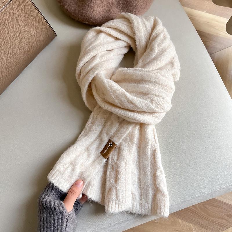 Однотонный вязаный шерстяной шарф женский зимний высококачественный белый толстый теплый шерстяной шарф женщины и мужчины gray Dream Warm Coat