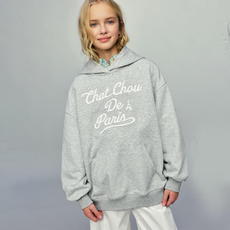 Худи с капюшоном и буквой для девочек ELLE KIDS 140 хизер серый JDST online