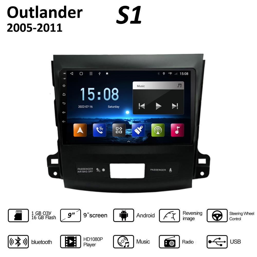 9-дюймовый Android для Mitsubishi Outlander 2005-2011, автомобильный радиоприемник, мультимедийный видеоплеер, GPS-навигация, WIFI, 1 + 16 ГБ gray Yousui Auto parts