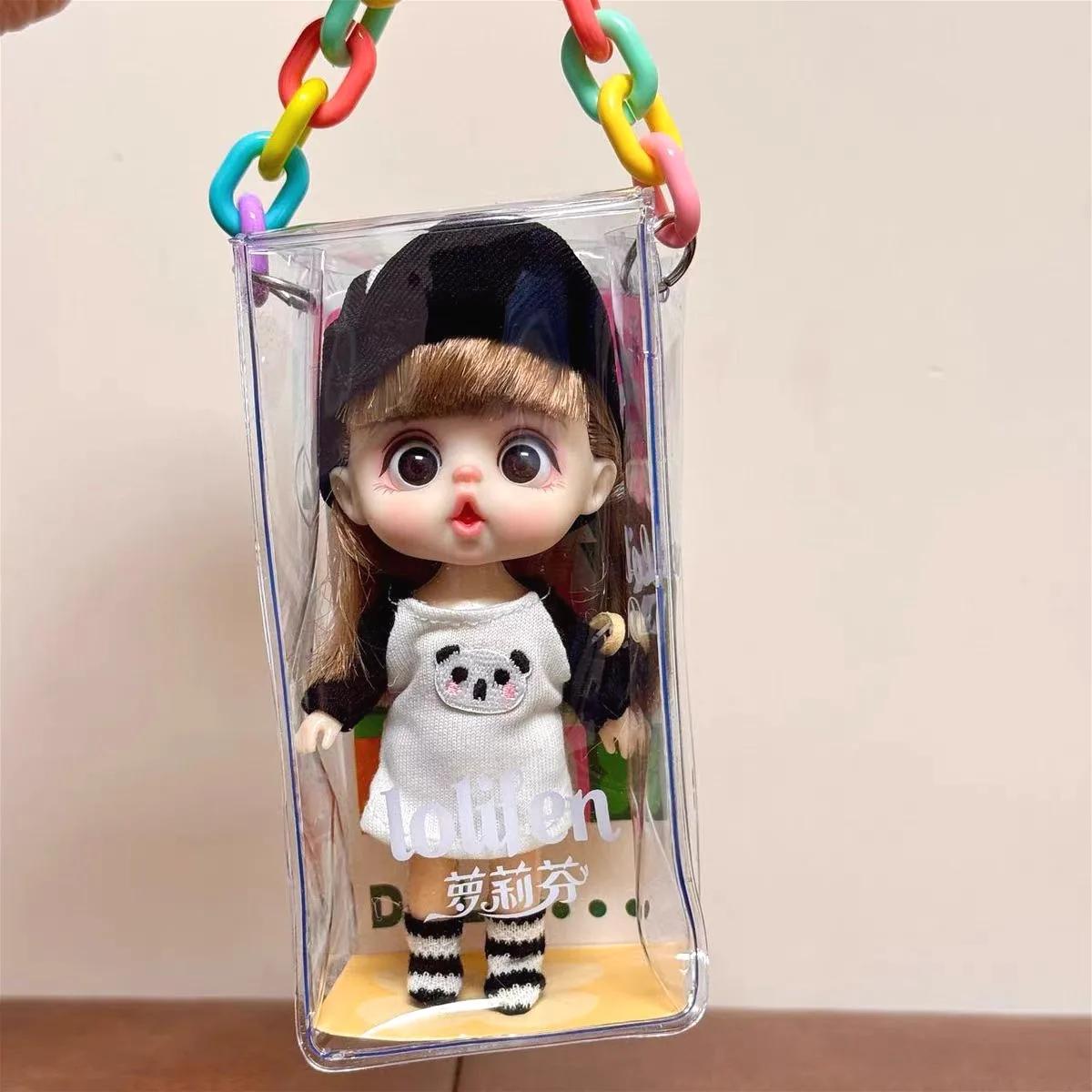 13см Мини-кукла BJD шарнирное тело Улыбающееся удивленное выражение Лица Куклы для девочек Серия Animal Dress Up Подарок для девочки Аниме SD 5.12 inch black Fashnics