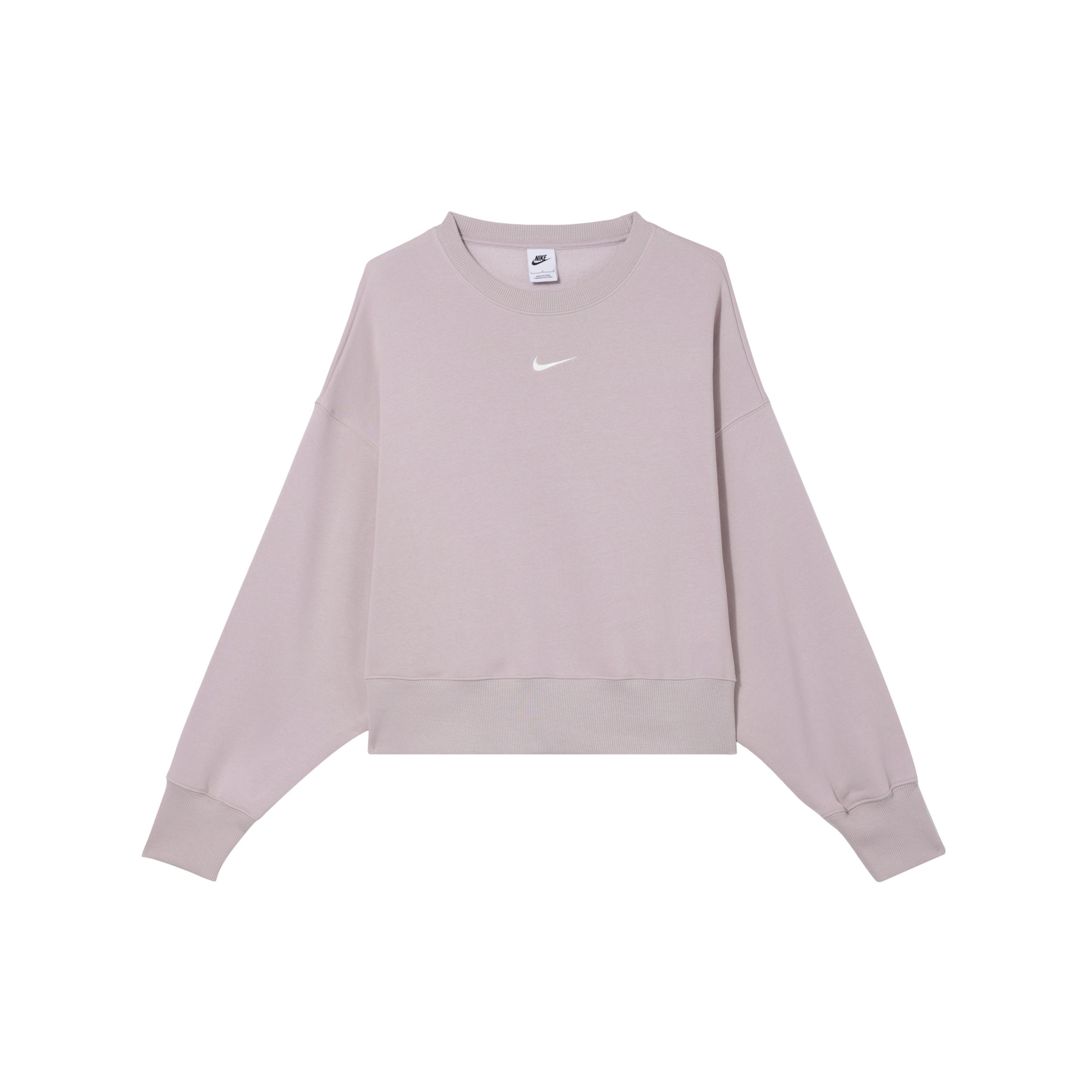 Женский свитшот Nike с круглым вырезом, длинными рукавами и однотонным логотипом, белый/платиновый фиолетовый, DQ5762-019 L white