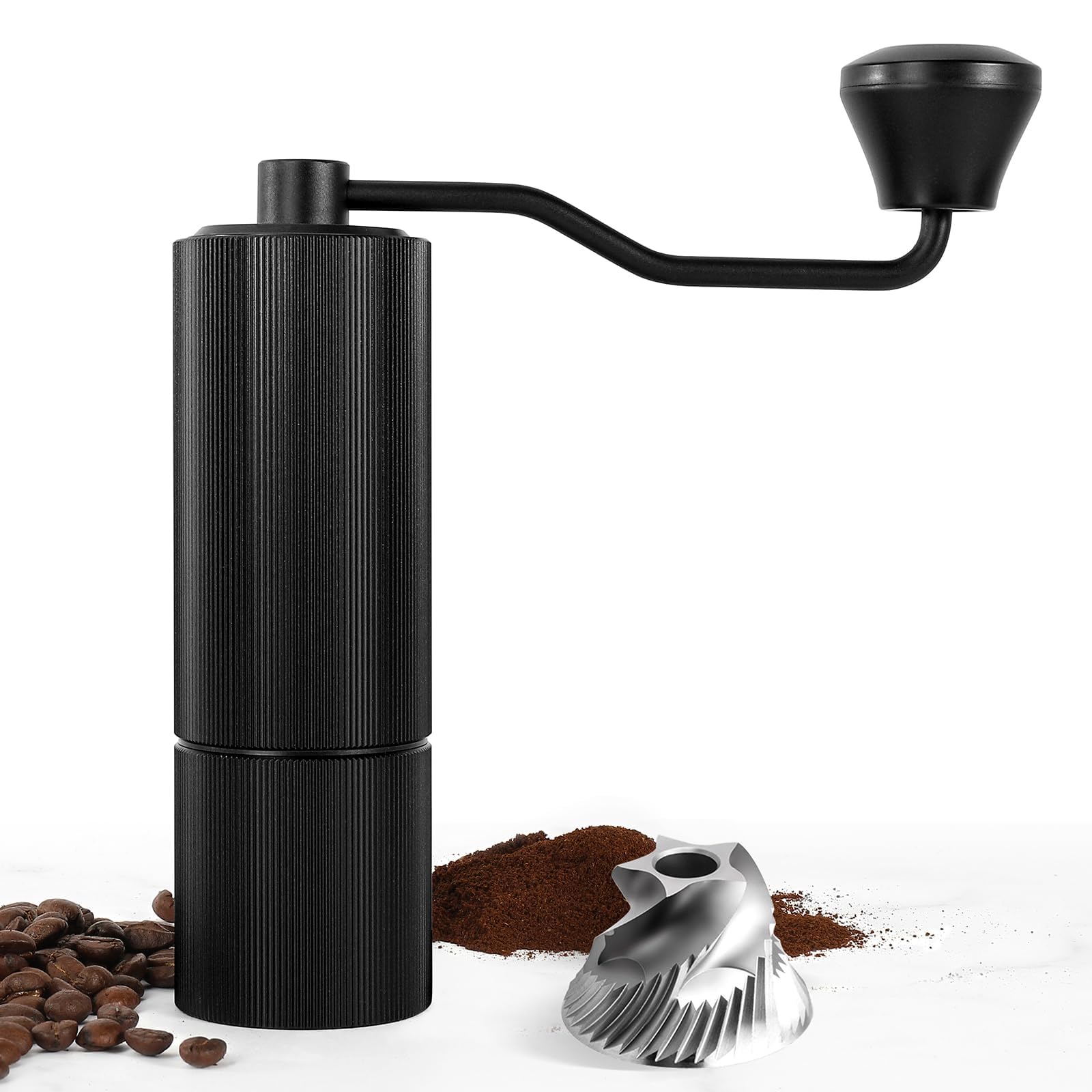 Sunnecko Coffee Ручная кофеварка из нержавеющей стали с 36 уровнями регулировки, включает в себя емкость, удобную для домашнего использования, мельницу, помол, ступку, чёрный