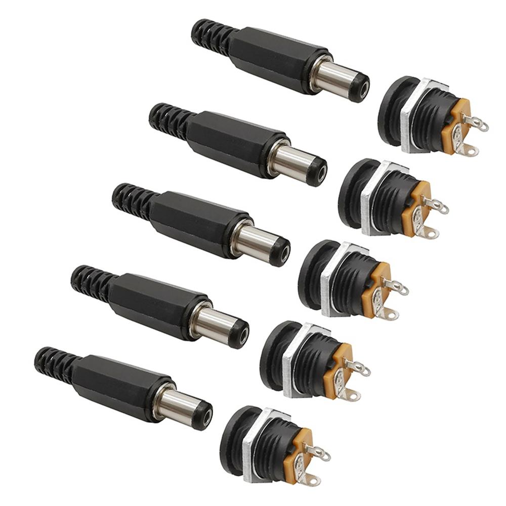 STONEGO 12V 3A DC Power Connector Panel Mount Female Jack Socket with Plastic Male Plugs, Screw Nut 5.5 x 2.1mm black Cove Home