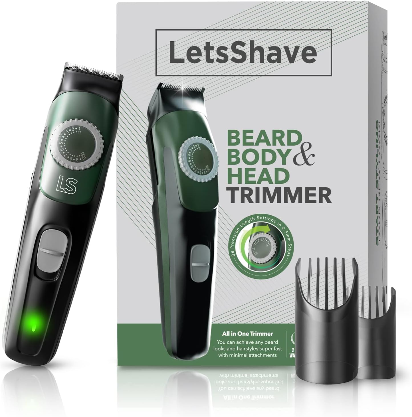 Триммер для головы, тела и бороды LetsShave для мужчин | Мужской триммер для всего тела | Беспроводной | Лезвие из нержавеющей стали | Настройки длины | Черный Pack of 1 чёрный Goglocal