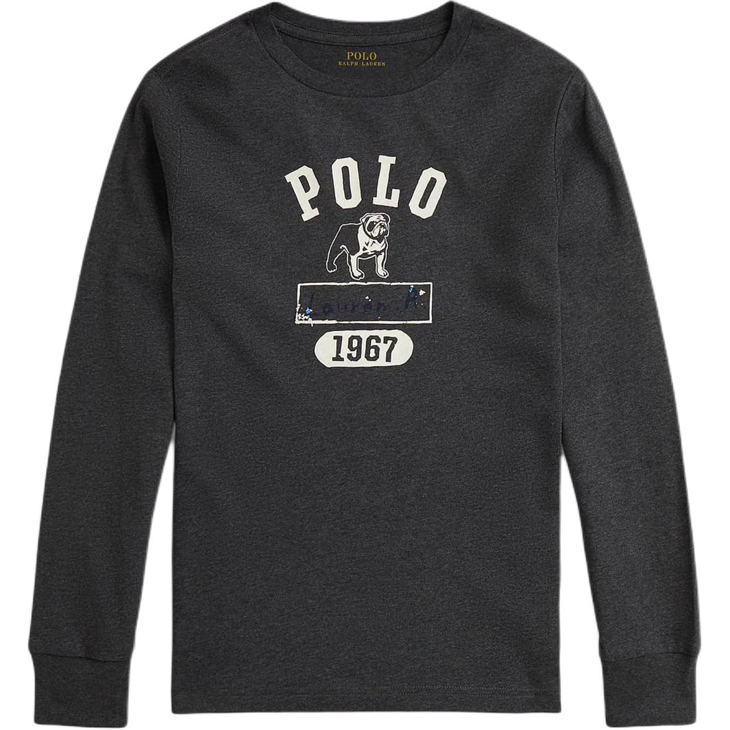 Детская футболка с длинным рукавом и принтом из хлопка Polo Ralph Lauren Топы для детей 323981270-001 L gray