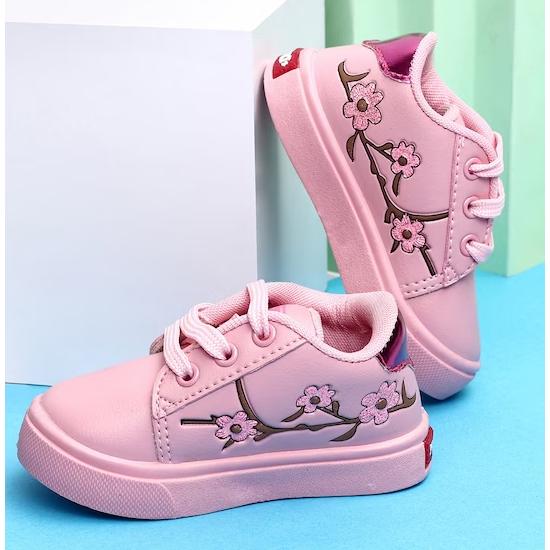 Легкие кроссовки на шнуровке с принтом для девочек 12-18 M pink BE PRO