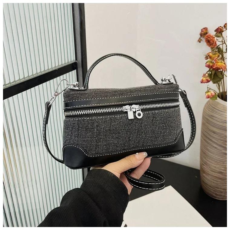 Джинсы через плечо Bolsa с внутренним отделением для более широких однотонных брюк на молнии высокого качества. gray Versatile bag