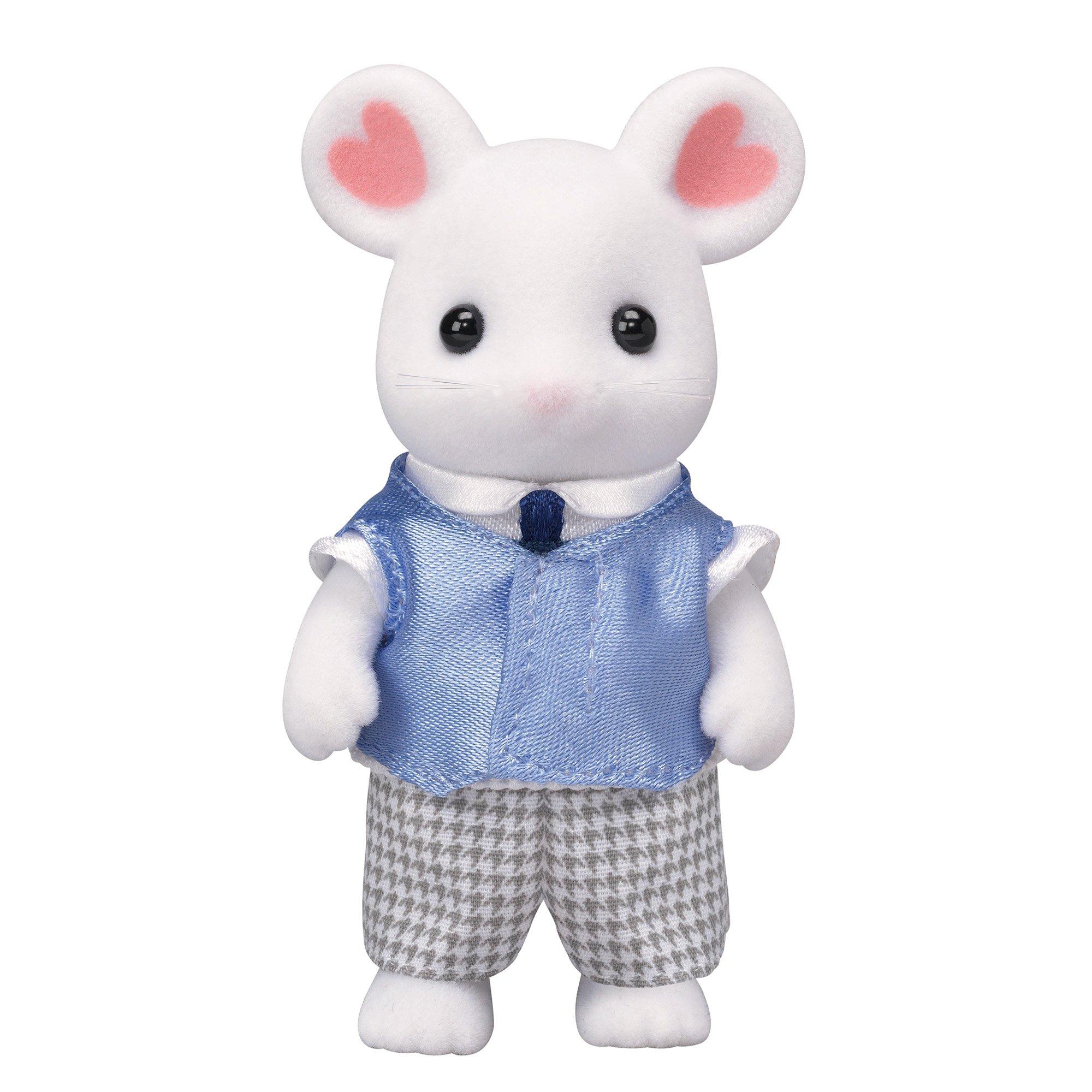 Кукла Sylvanian Families Мышь ST Mark Сертифицированная игрушка Кукольный домик для детей от 3 лет и Sylvanian Epoch  Папа Зефир  Ne-103 Вверх, Семьи, white