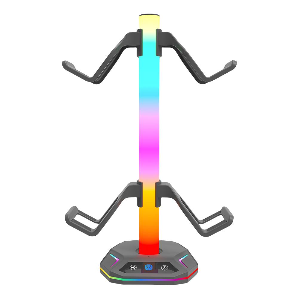 Держатель RGB-контроллера с USB + Type-C зарядкой + USB-портами для данных, Настольный держатель-вешалка для контроллера, Аксессуары для геймпада, наушников 9 Light Modes чёрный Haven Home