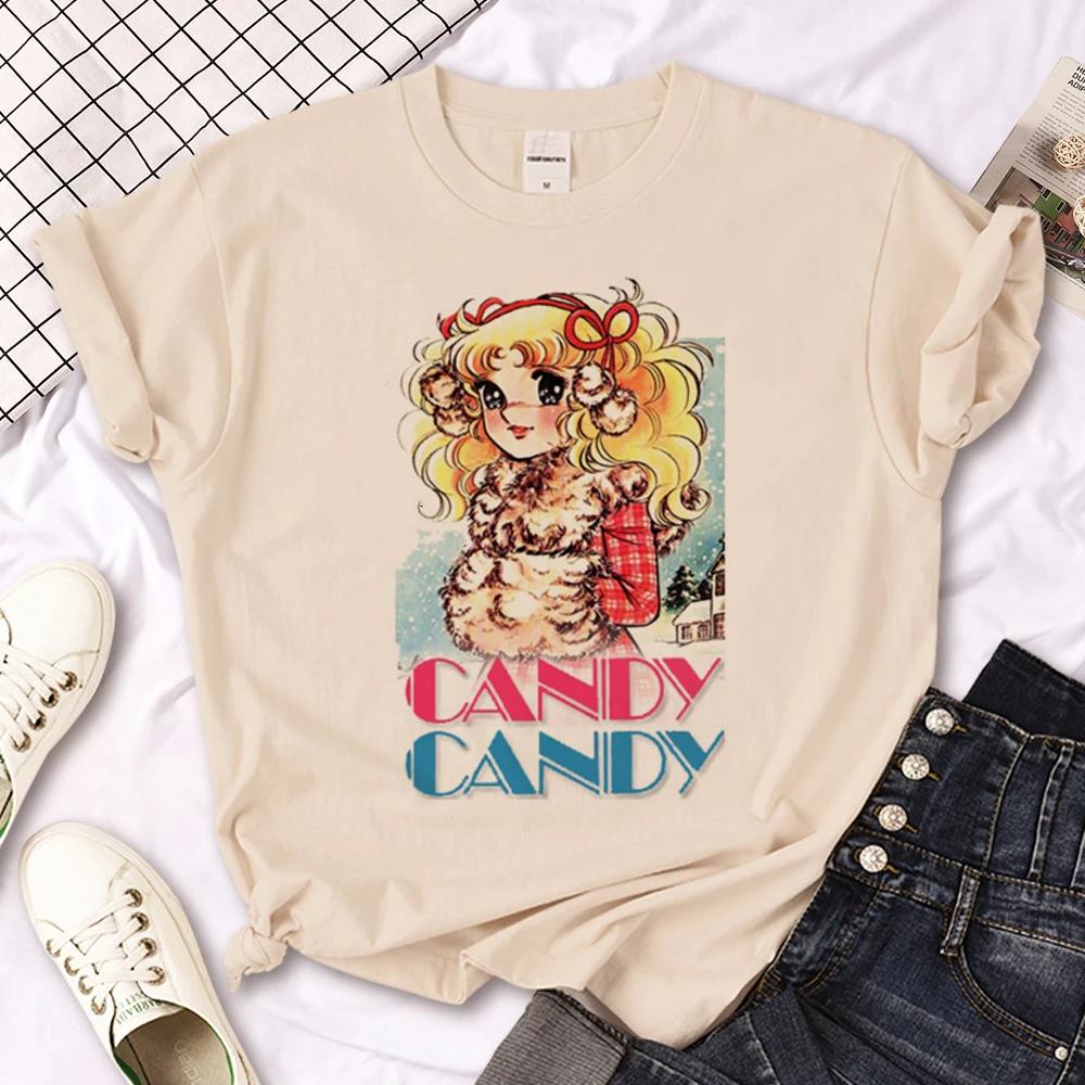 Candy Candy Tee Женские футболки Y2K Женская уличная одежда в стиле аниме 2000-х годов Одежда 4XL beige BIPIPOP Fashion
