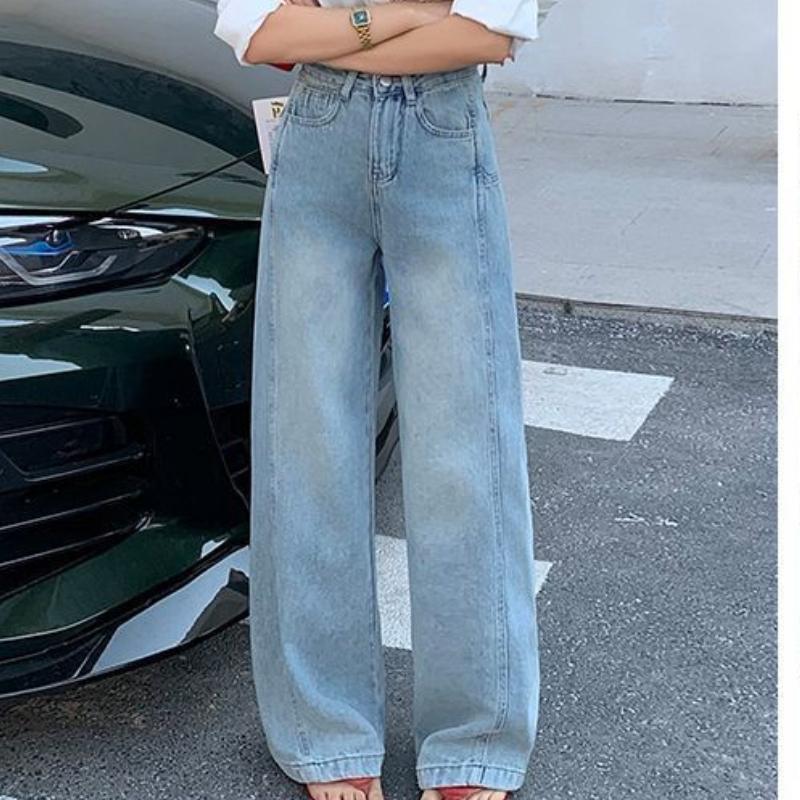 Design-sensual American Wide-leg Jeans for Women In Spring and Autumn Updated Comfortable Fit High Waisted Slimming Draped Straight-leg Pants XS gray 12ssd1
