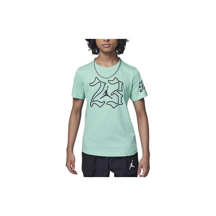 Jordan T-Shirt Letter Number Print Round Neck Short Sleeve Kids tops Emerald-Green HJ1602-377 XL white