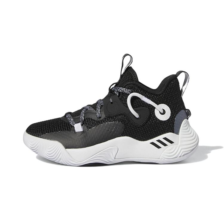 Adidas Harden Stepback 1 Прочные баскетбольные кроссовки средней высоты Детские кроссовки Черно-белые GY8646 30 black