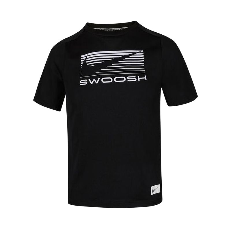 Nike Swoosh T-Shirt Soft Comfortable Versatile Short Sleeve Kids tops Black HJ3743-010 S gray