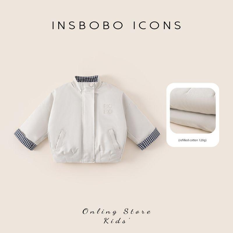 Insbobo Girls  Jacket 2025 Winter New Style Padded Boys  Clothing Baby Thickened Stylish Top Winter Wear Light gray 80 white TAOMall