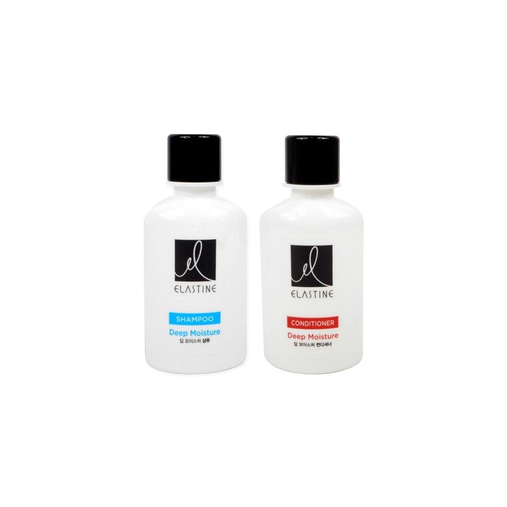 ELASTINE Deep Moisture Shampoo (50мл) + Кондиционер (50мл) Travel Shampoo Portable Travel Set white
