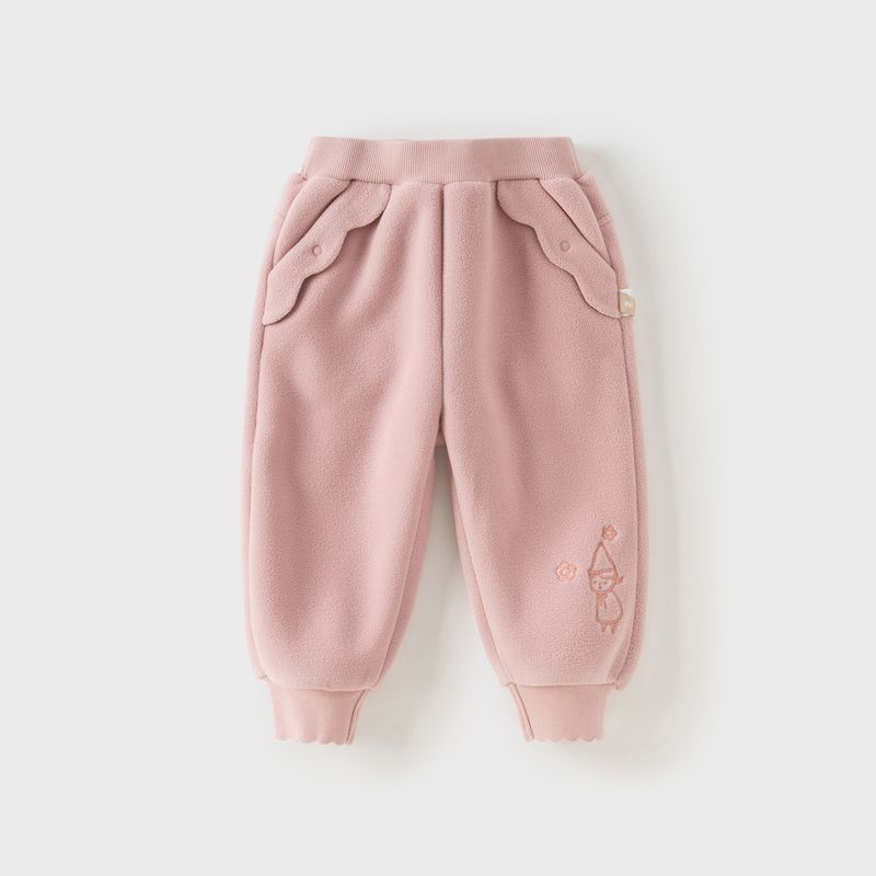 David Bella Children s Clothing Knitted Fleece Pants 2026 Winter New Style Girls  Fleece Jogger Pants Class a Gray Pink [Ready in Stock] 90 gray TAOMall