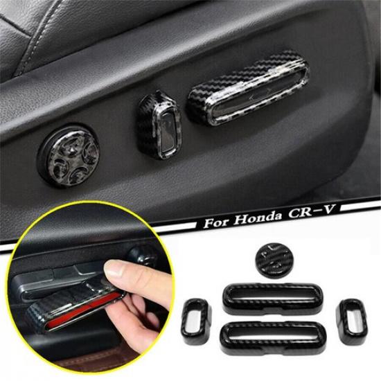 Carbon Fiber Car Seat Adjustment Button Cover Trim For Honda CR-V CRV 2023 2024 gray Lumiv03