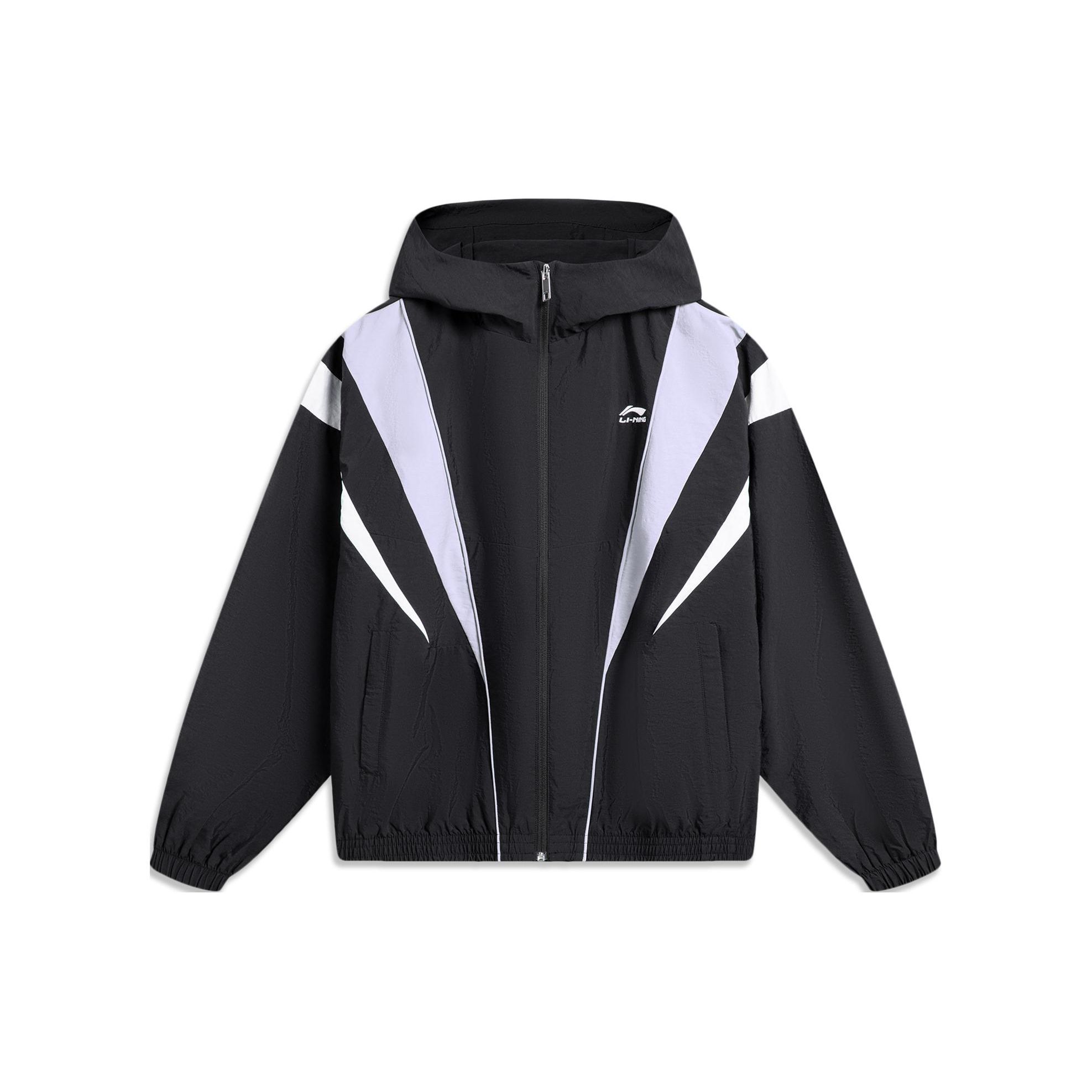 Li Ning Sports Lifestyle Series ветрозащитная водоотталкивающая свободная с капюшоном вышитая молния модная ветровка мужская верхняя одежда черный AFDU033-4 M black Li-Ning
