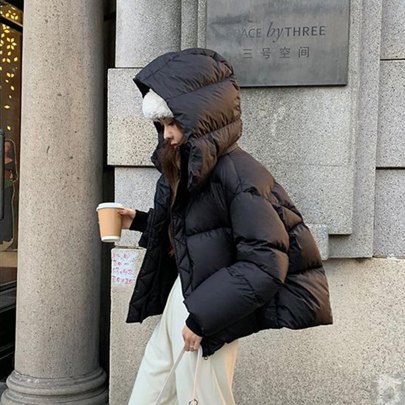 Укороченные парки High Street Down Cotton, женские зимние модные утепленные куртки с капюшоном, женские корейские пальто XL чёрный Geener