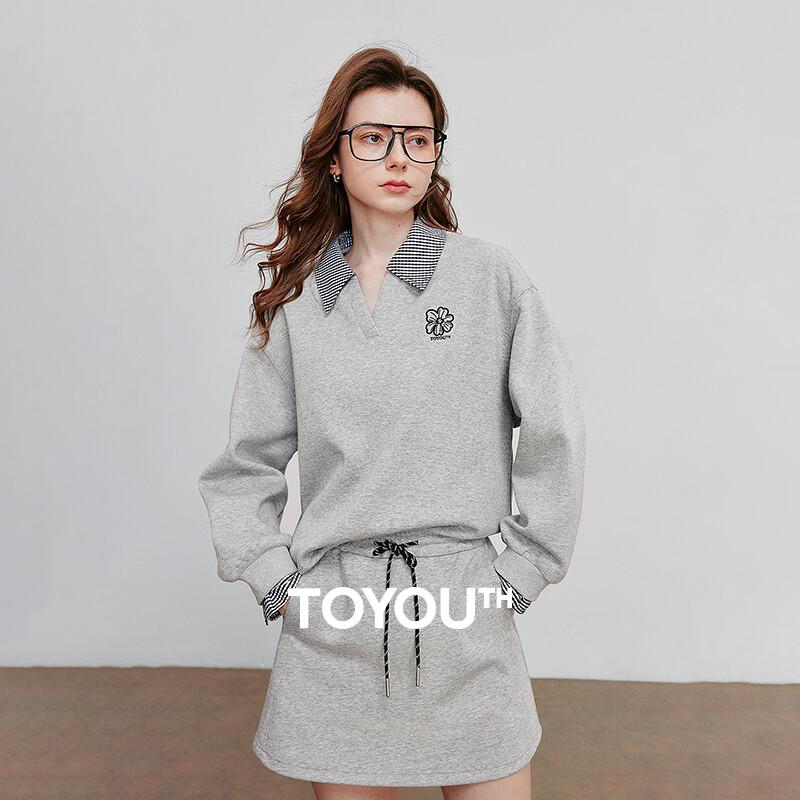 Женский вышитый свитшот-поло Chuyu, имитирующий костюм-двойку XL хизер серый JDST online