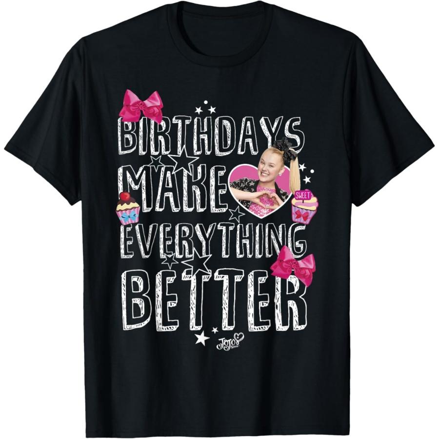 Футболка Nickelodeon JoJo Siwa  Дни рождения делают все лучше  S чёрный Beautiful and excellent quality