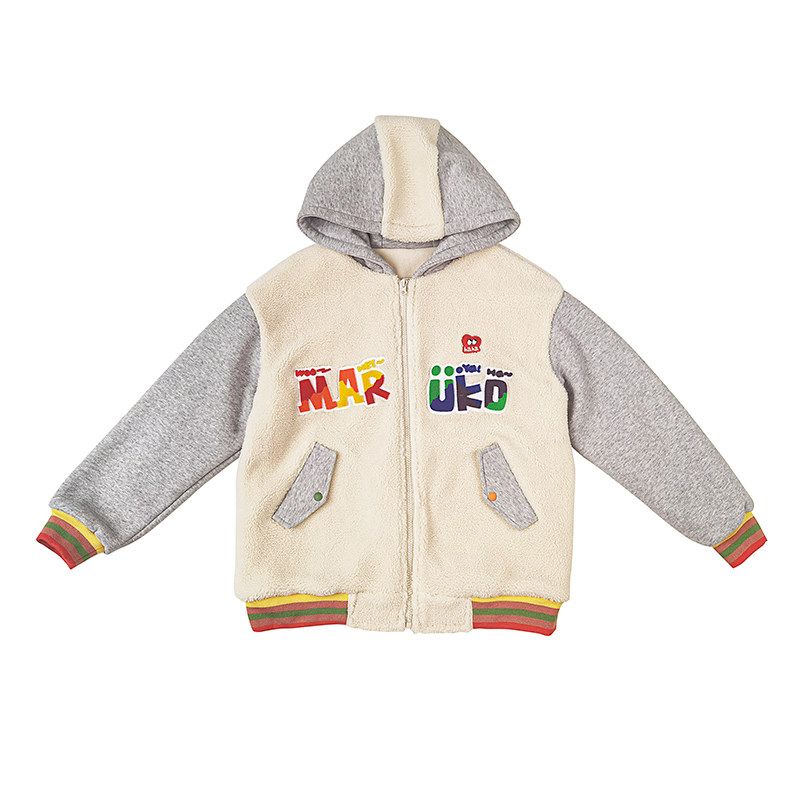 Toothpick Maru Maru and Friends 2025 Autumn/Winter Girls  Faux Lamb Wool Hooded Jacket Warm Thickened Coat Cream White 120 white TAOMall