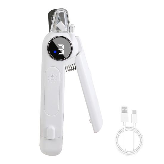 Машинка для стрижки и шлифовки когтей 2 в 1 для собак, USB-перезаряжаемая электрическая машинка для стрижки когтей питомцев со светодиодной подсветкой, тихий инструмент для груминга для крупных, средних и маленьких собак, кошек белый Zhiyumao