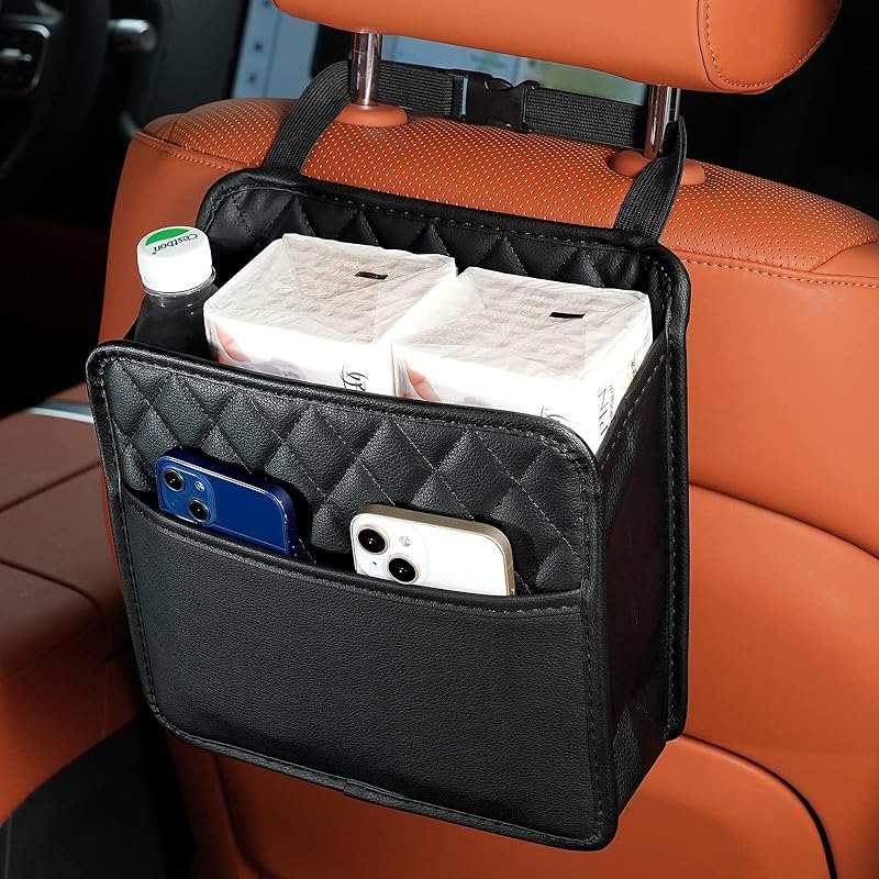 Car Seat Back Hanging Bag Car Document Holder Multi-Pocket Bottle Bag Storage Box Organizer Travel Tidy Pouch Pocket Kids Black A white 91341202MA8PN8MK5A