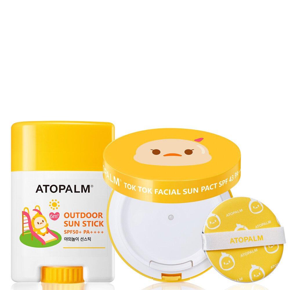 ATOPALM Tok Tok Солнцезащитный крем для лица 15 г + солнцезащитный крем для игр на открытом воздухе 21 г yellow