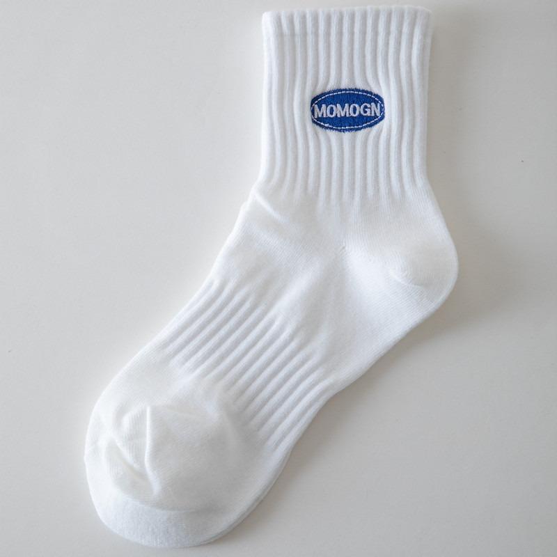 Men s Mid-tube Socks Autumn and Winter White Sweat-absorbent and Deodorant Socks Men s Sports Socks KTB One size white