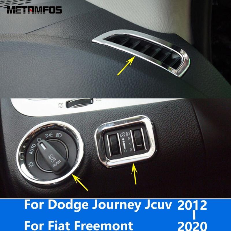 Для Dodge Journey Jcuv Для Fiat Freemont 2012- Хромированная накладка на переключатель фар Накладка на дефлектор кондиционера gray Shg info