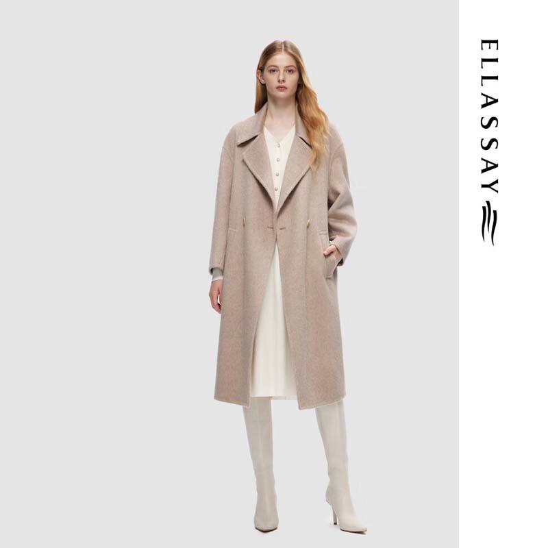Женское классическое шерстяное пальто ELLASSAY с лацканами M абрикосовый света