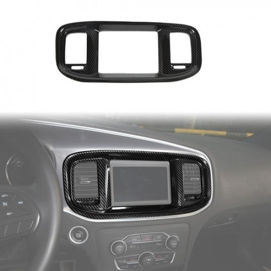 Dashboard GPS Navigation Panel Cover Trim For Dodge Charger 2015-23 Carbon Fiber gray dfvbnmf