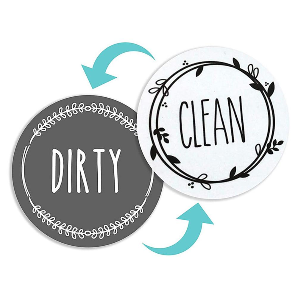 1pc Round Magnetic Fridge Sticker  Clean Dirty Instruction Dishwasher Sticker Home Accessories  Decoration Refrigerator Magnets серый белый Plain Abode