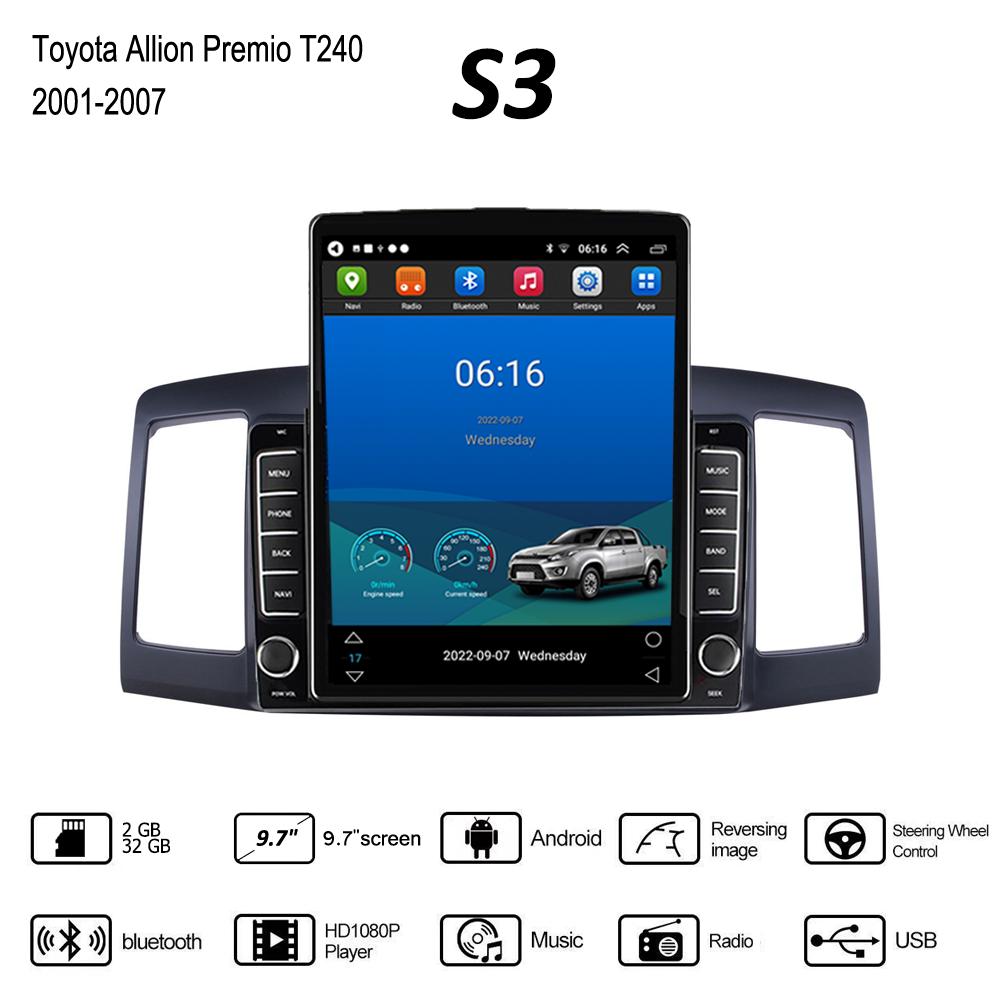 9,7-дюймовый автомобильный радиоприемник на базе Android Carplay для Toyota Allion Premio T240 2001-2007 Tesla, вертикальный экран, авторадио, мультимедийный плеер, 2 + 32 ГБ blue Yousui Auto parts