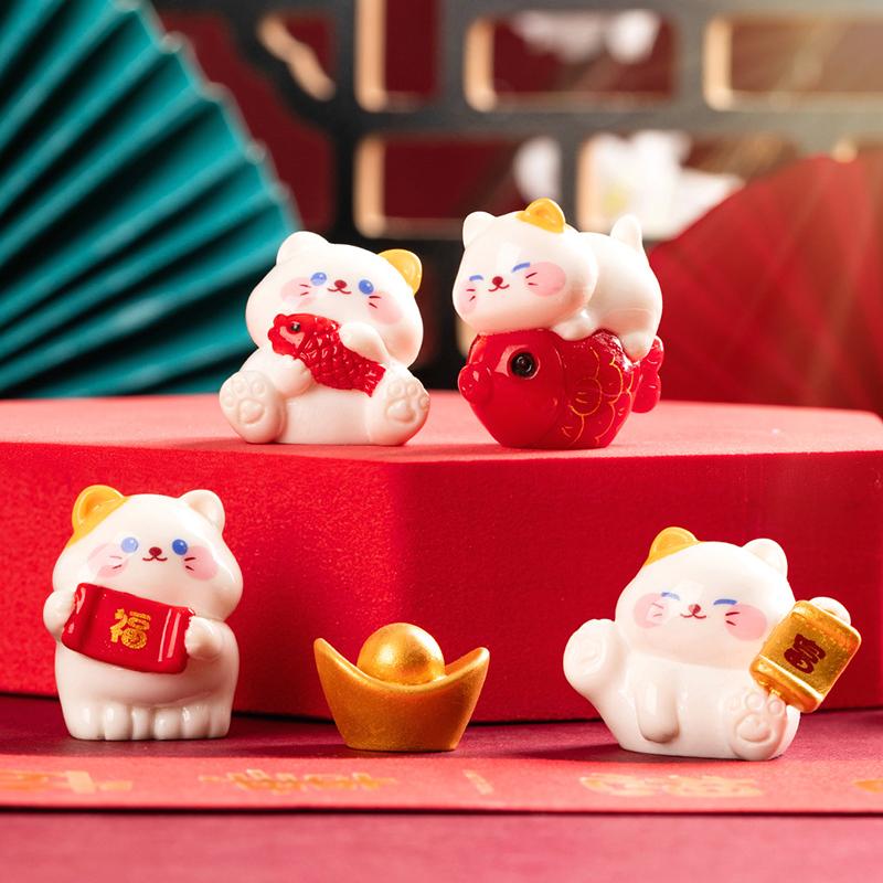 6 шт. Мини-украшение Lucky Cat, мультяшный котенок, кукла, фигурка, микропейзаж, украшение для интерьера автомобиля, домашнего рабочего стола red Thereupon Craved