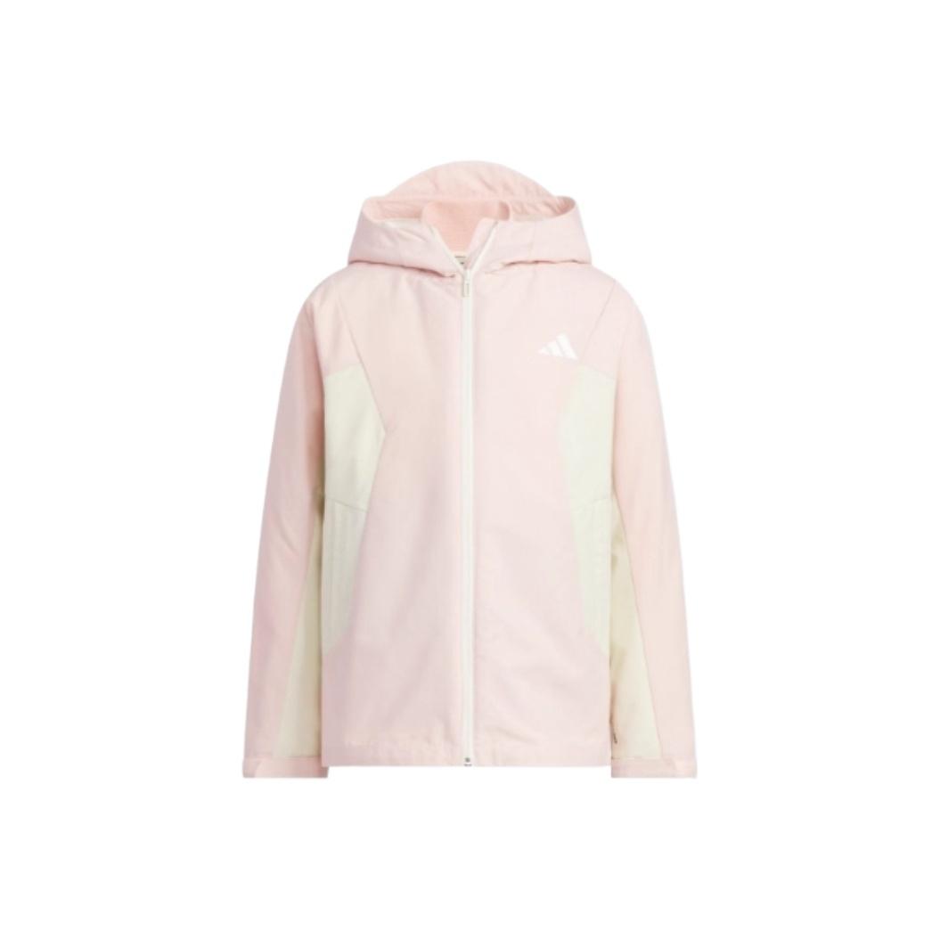 Adidas Детская легкая спортивная серия Color Block с капюшоном на молнии с длинным рукавом пуховик Детская верхняя одежда KC5923 128 white