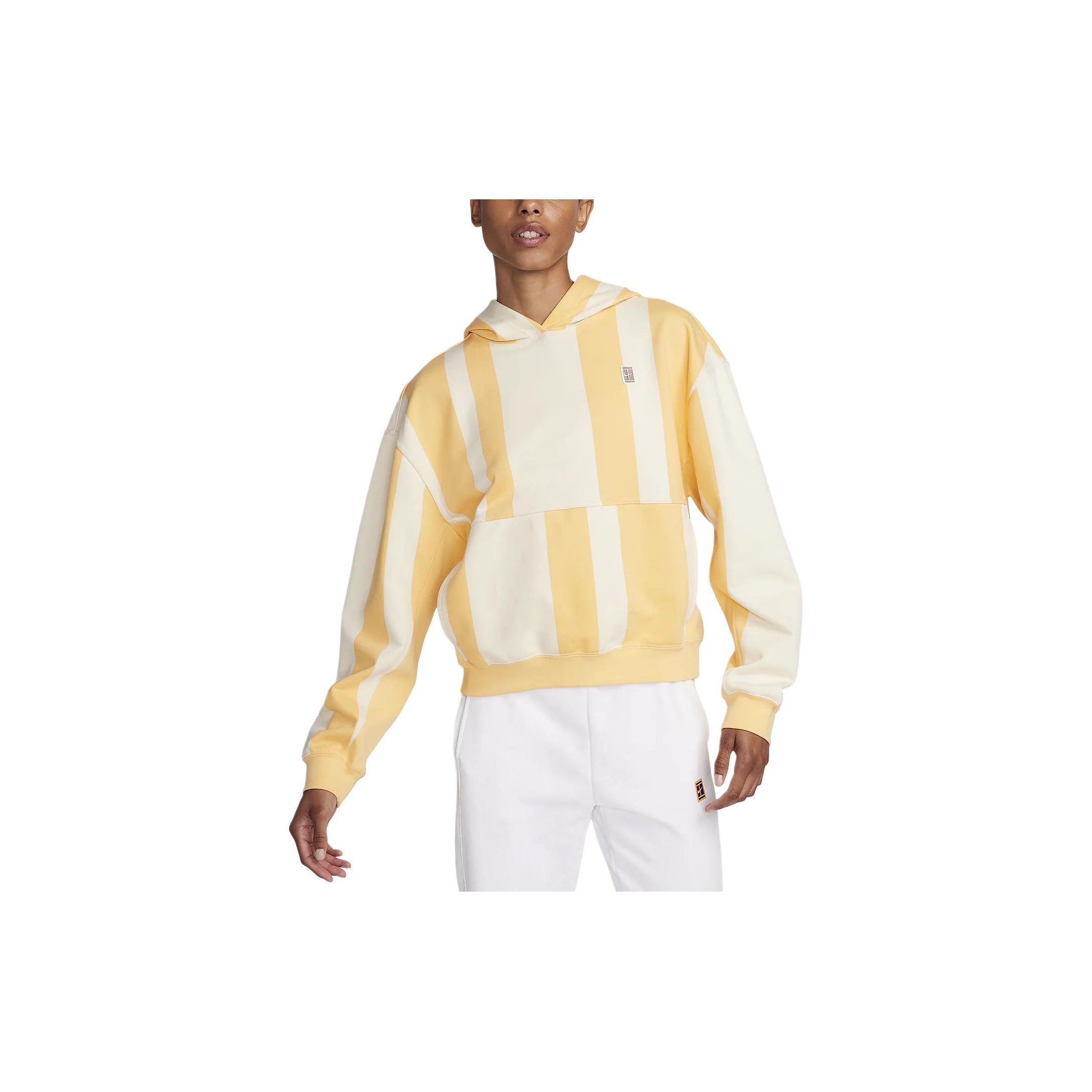 Nike Quick-Dry Printed Tennis Hoodie Women Tops Elegant-Taupe Coconut-Milk FV3848-795 M white