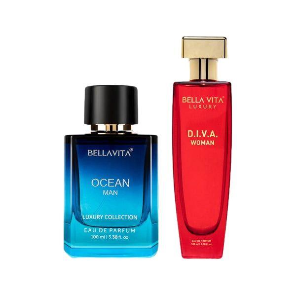 Набор парфюмированной воды Океан и Д.И.В.А. (2 х 100 мл), Ocean Man & D.I.V.A. Woman Eau De Parfum Set,  Bella Vita red