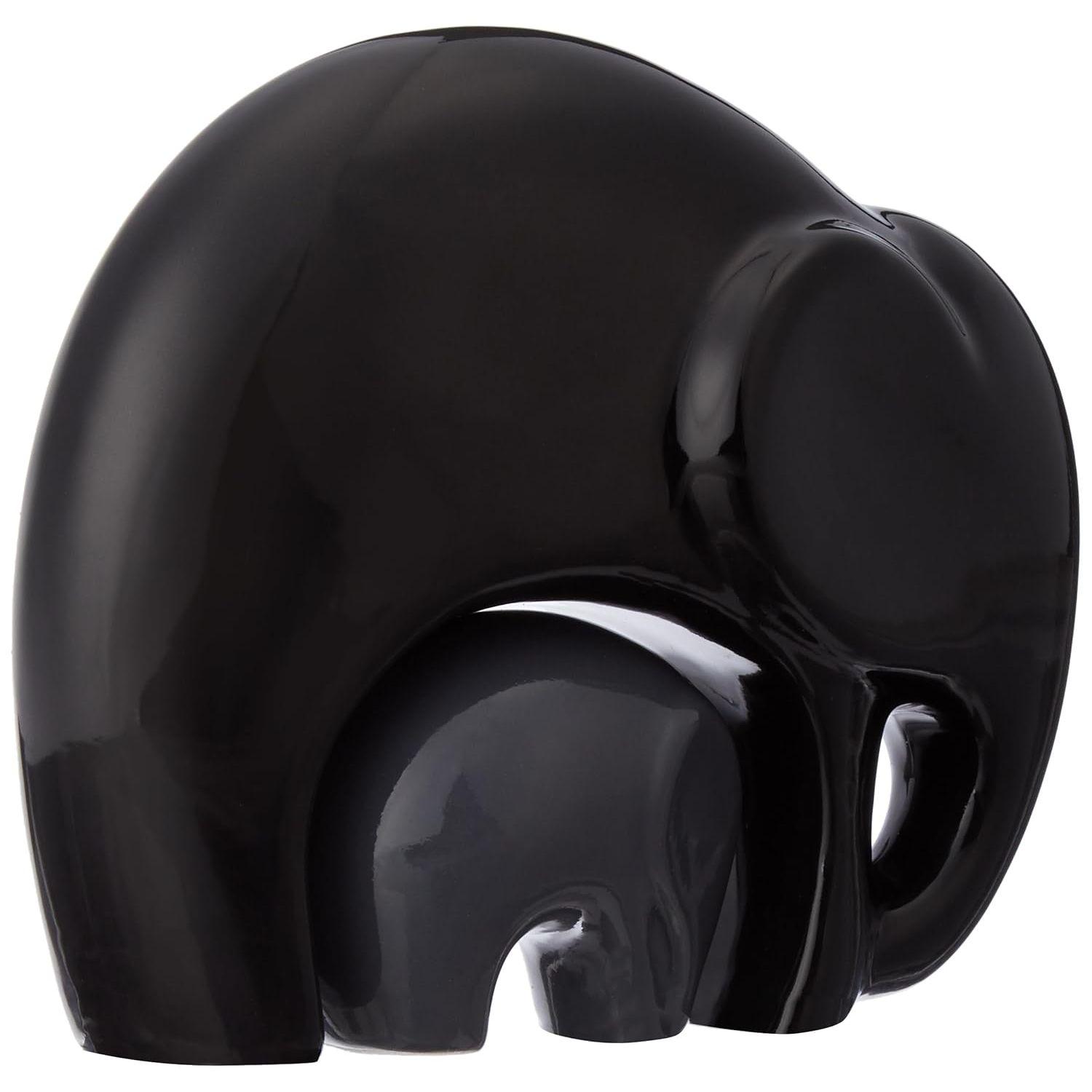 Новый домашний декор Happy Charm Elephant Mother and Child Set | Керамические фигурки с отделкой Piano Finish (Набор из 2 предметов, черный и серый) black Navya Krafts