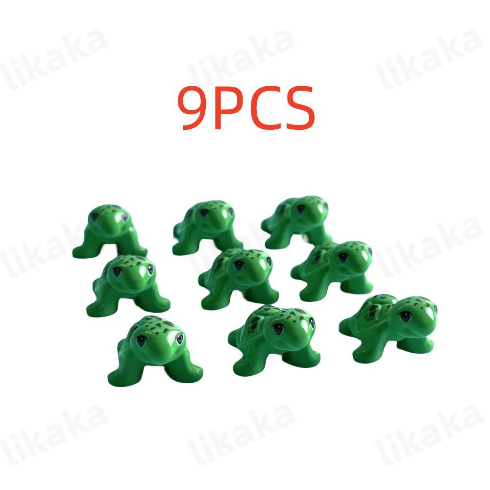 9PCS Green Turtles Mini Building Blocks DIY Animals Blocks Toys for Kids Boy Birthday Gifts Compatible Classic Bricks Toy blue Interesting toys and dolls