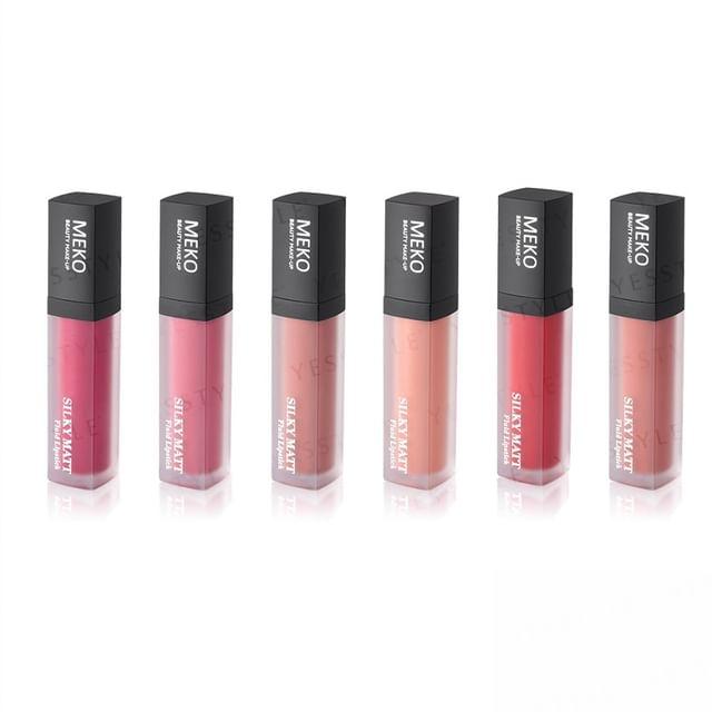 MEKO - Шелковистая матовая жидкая помада 01 Purplish Red gray Beauty Luxe