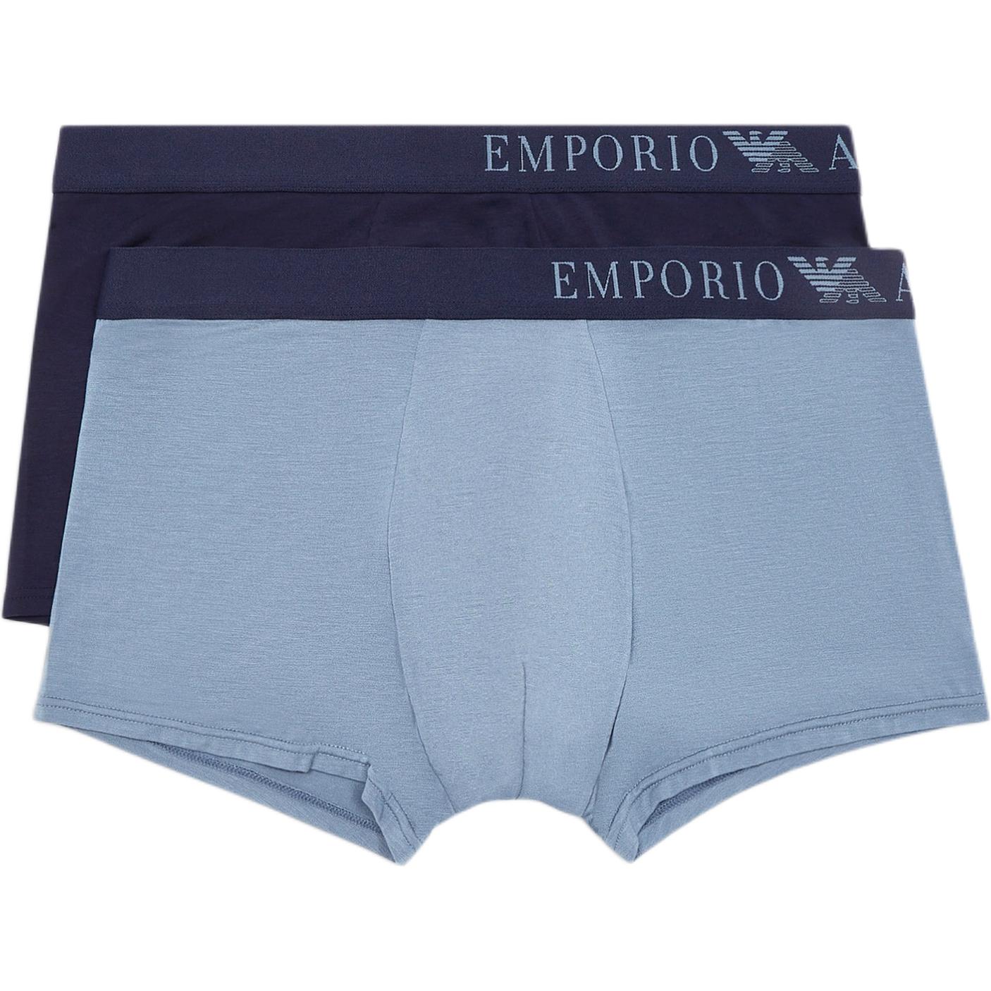 Emporio Armani FW24 Боксеры с буквенным жаккардом, упаковка из 2 штук, мужское нижнее белье 1112104-F7333-4831 M blue