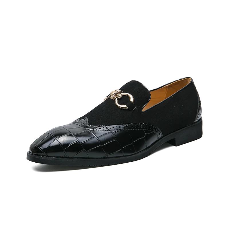 Men s Designer Loafers Green Embossed Splicing Classic Luxury Banquet Dress Shoes Soft Soles Non Slip Casual Shoes for Men 38 чёрный UrbanTrek Collective