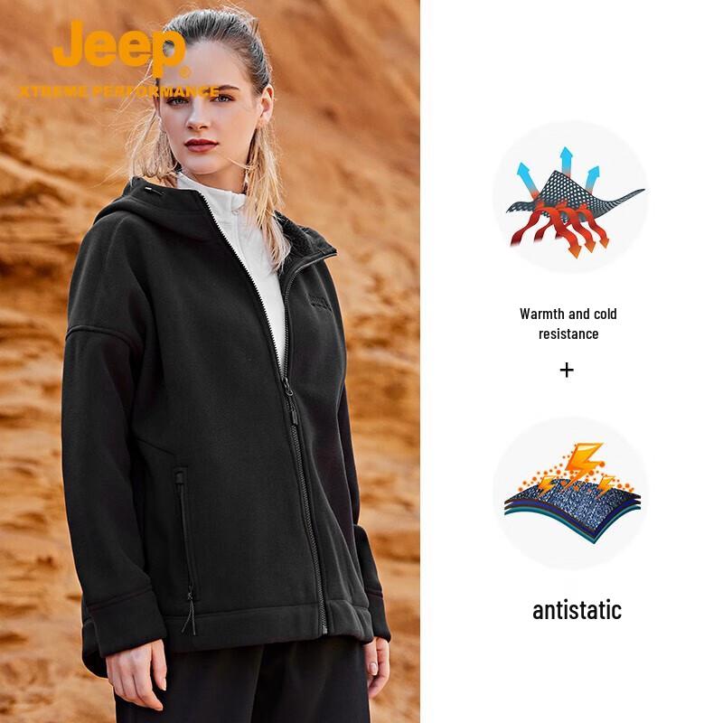 Женская флисовая толстовка JEEP на молнии L чёрный