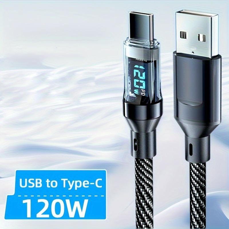 120 Вт светодиодный цифровой дисплей быстрая зарядка USB-кабель типа C для Huawei быстрая зарядка шнур данных 1m чёрный MGB