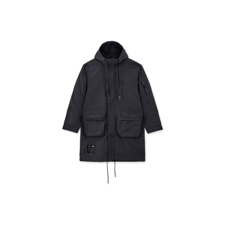 A Ma Maniere X Jordan большой плащ средней длины с двойным карманом и капюшоном, мужская верхняя одежда, серый DJ9757-010 M black