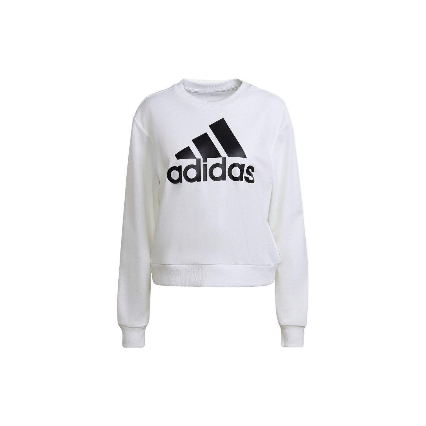 Adidas Свитшот с круглым вырезом и принтом в виде буквы логотипа, женские топы, белый HD1783 XL white